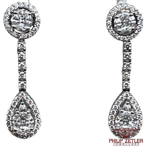 18ct White Gold Pear Shaped Diamond Earings.