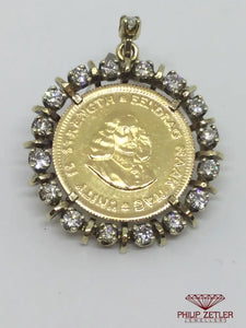 1 Rand Kruger Coin Diamond Pendant