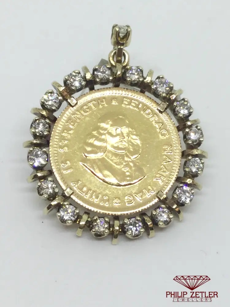 1 Rand Kruger Coin Diamond Pendant