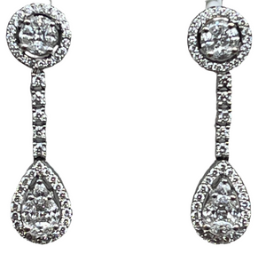 18ct White Gold Pear Shaped Diamond Earings.